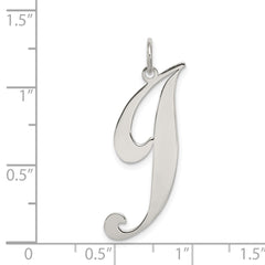 Sterling Silver Rhodium-plated Fancy Script Letter J Initial Charm QC5090J