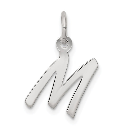 Sterling Silver Rhodium-plated Letter M Initial Charm QC5092M