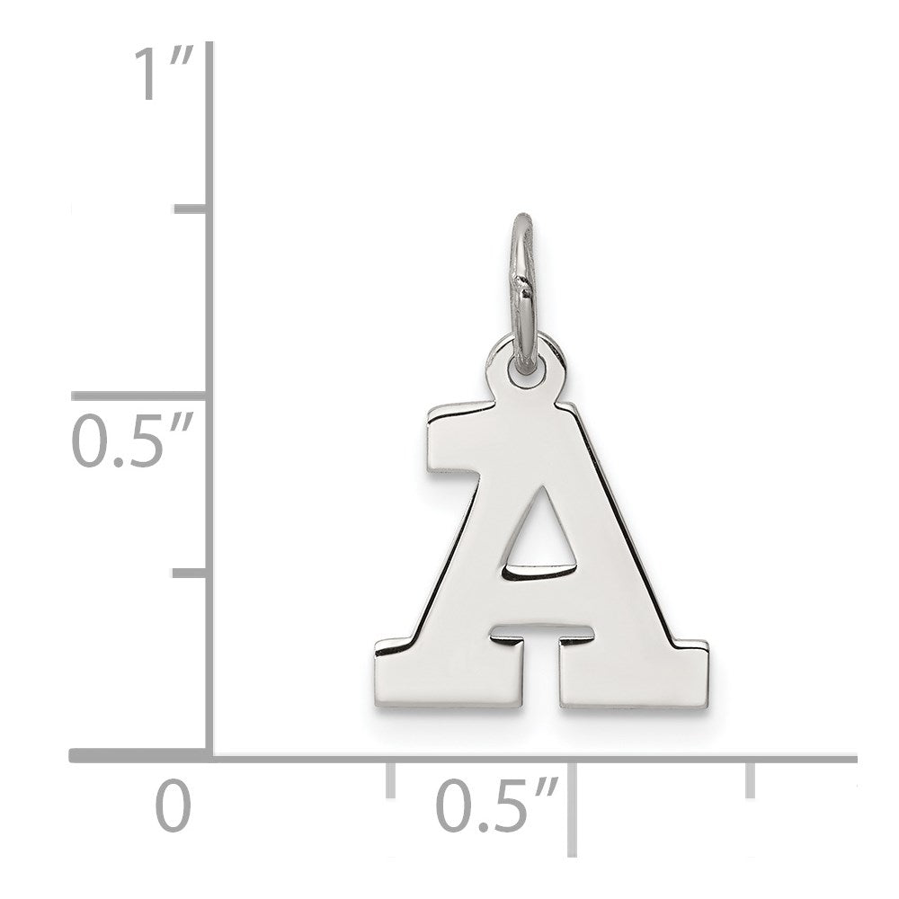 Sterling Silver Rhodium-plated Block Letter A Initial Charm QC5093A