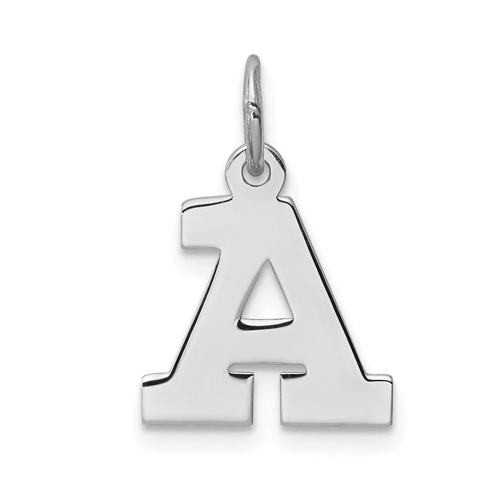 Sterling Silver Rhodium-plated Block Letter A Initial Charm QC5093A