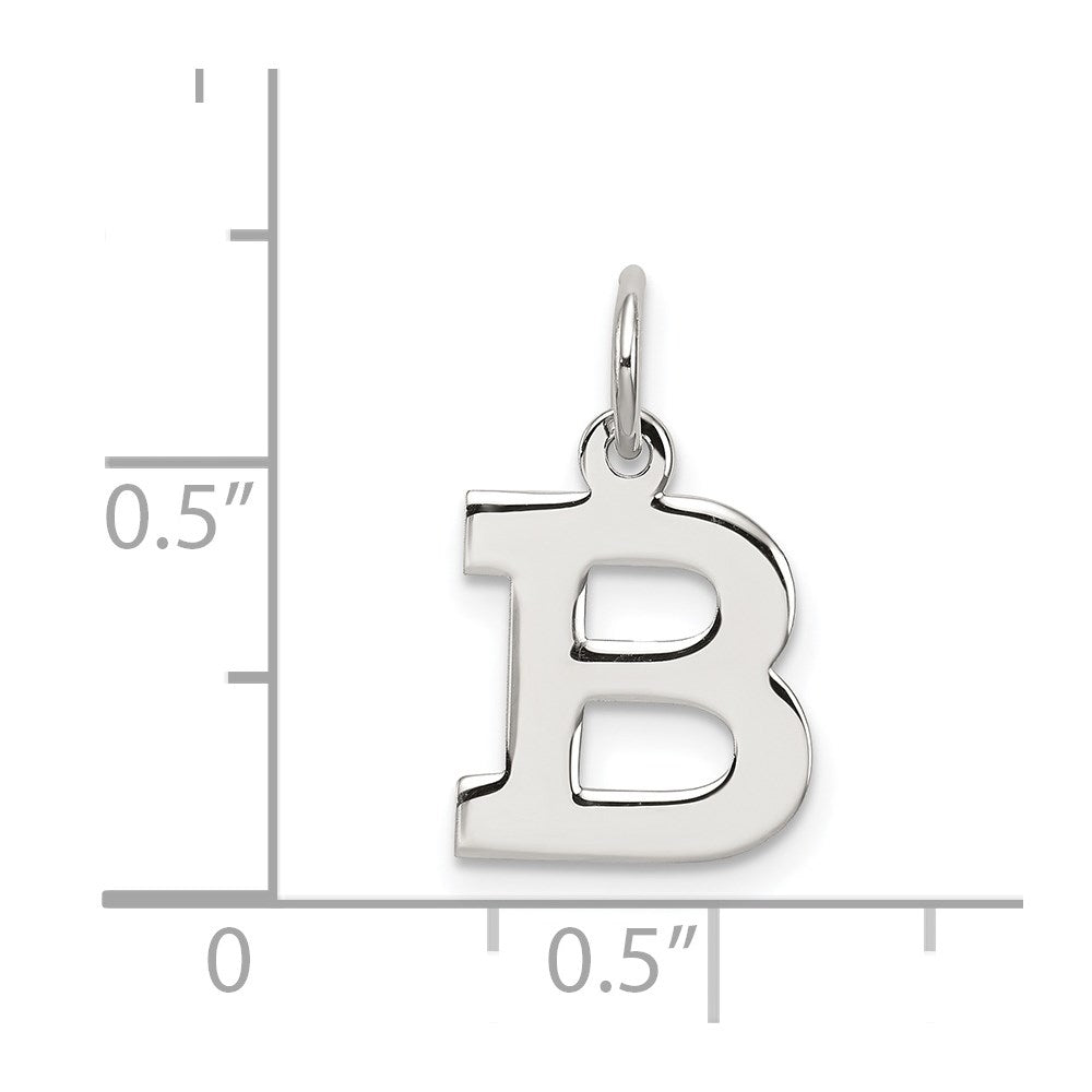 Sterling Silver Rhodium-plated Block Letter B Initial Charm QC5093B