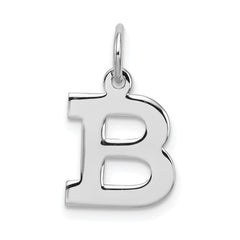 Sterling Silver Rhodium-plated Block Letter B Initial Charm QC5093B