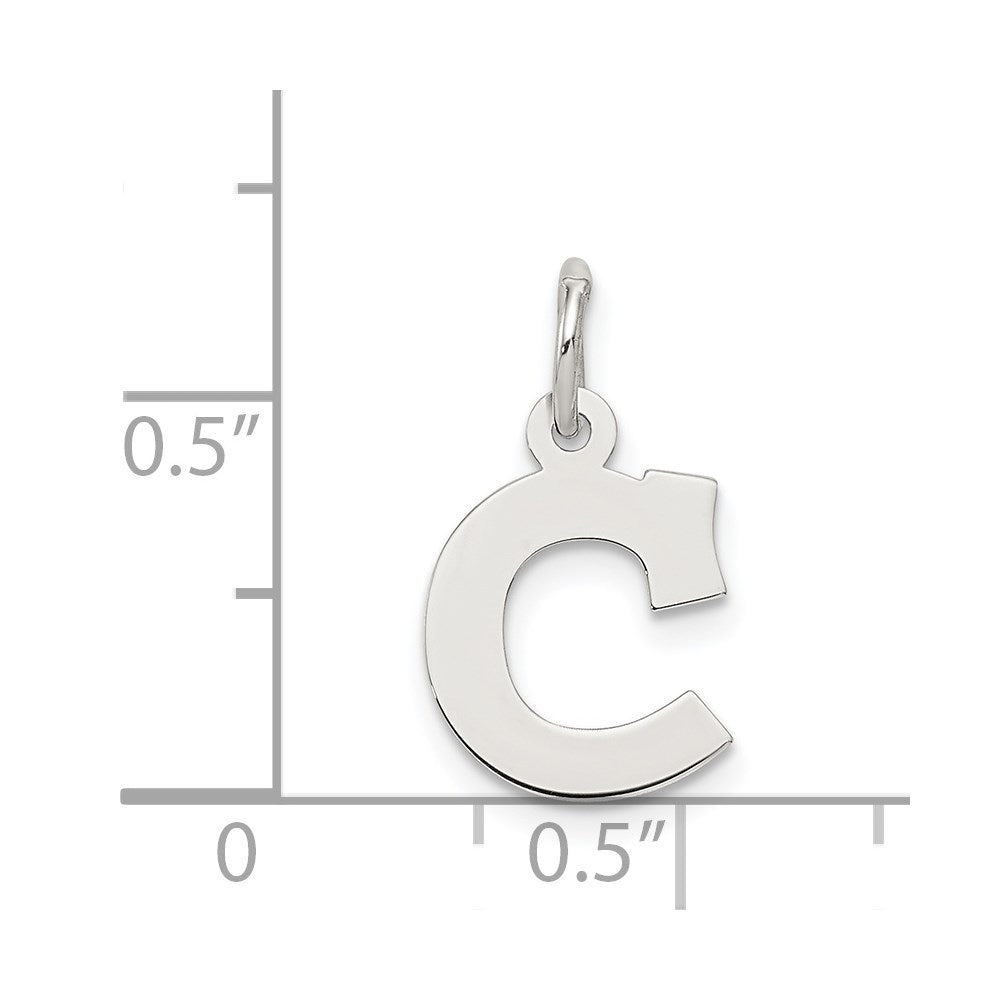 Sterling Silver Rhodium-plated Block Letter C Initial Charm QC5093C