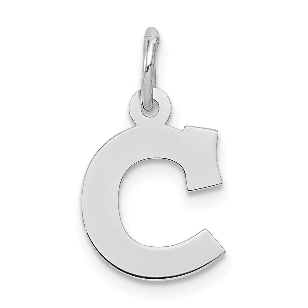 Sterling Silver Rhodium-plated Block Letter C Initial Charm QC5093C