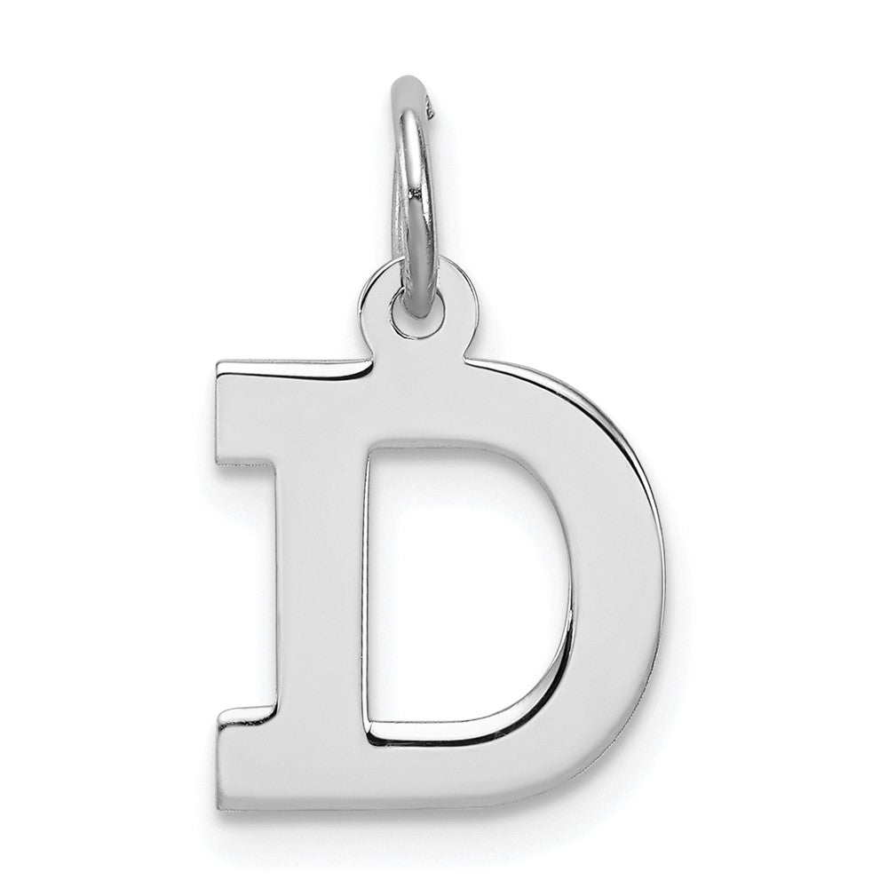 Sterling Silver Rhodium-plated Block Letter D Initial Charm QC5093D