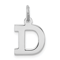 Sterling Silver Rhodium-plated Block Letter D Initial Charm QC5093D