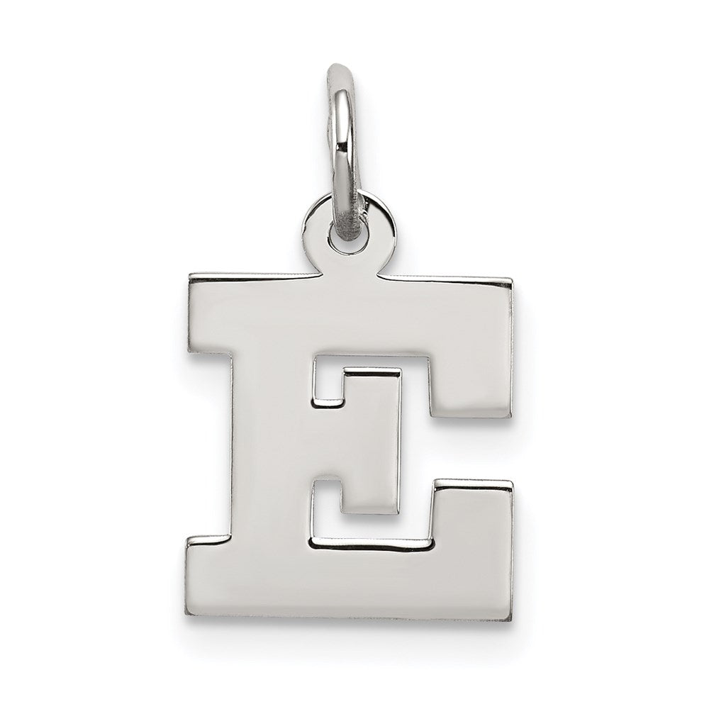 Sterling Silver Rhodium-plated Block Letter E Initial Charm QC5093E