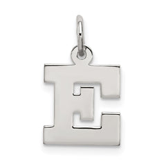 Sterling Silver Rhodium-plated Block Letter E Initial Charm QC5093E
