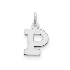 Sterling Silver Rhodium-plated Block Letter P Initial Charm QC5093P