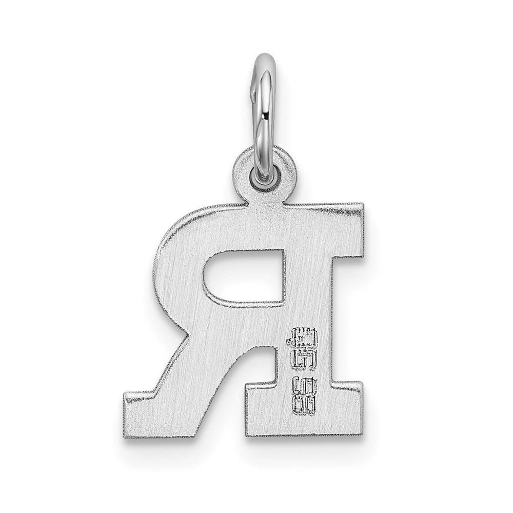 Sterling Silver Rhodium-plated Block Letter R Initial Charm QC5093R