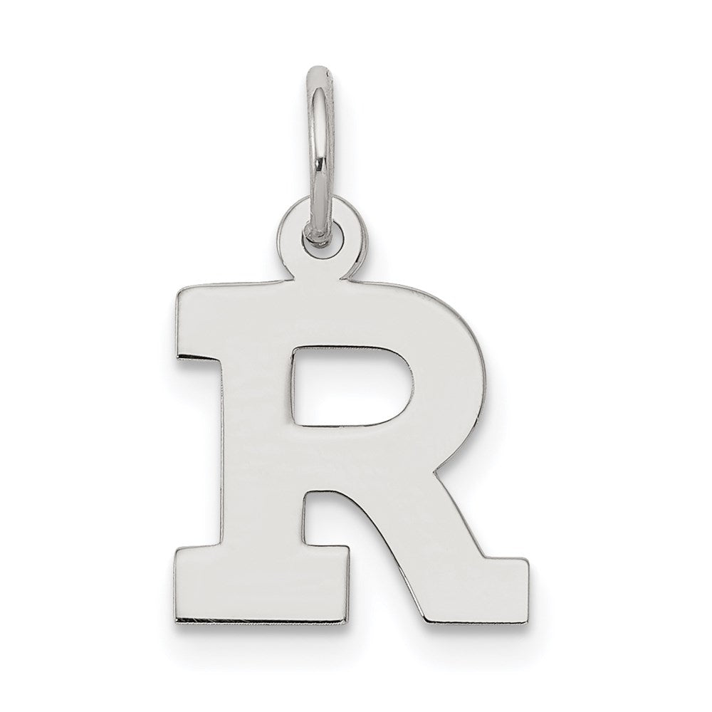 Sterling Silver Rhodium-plated Block Letter R Initial Charm QC5093R