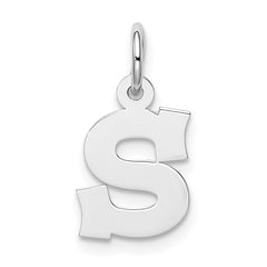 Sterling Silver Rhodium-plated Block Letter S Initial Charm QC5093S