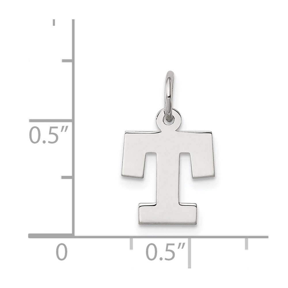Sterling Silver Rhodium-plated Block Letter T Initial Charm QC5093T