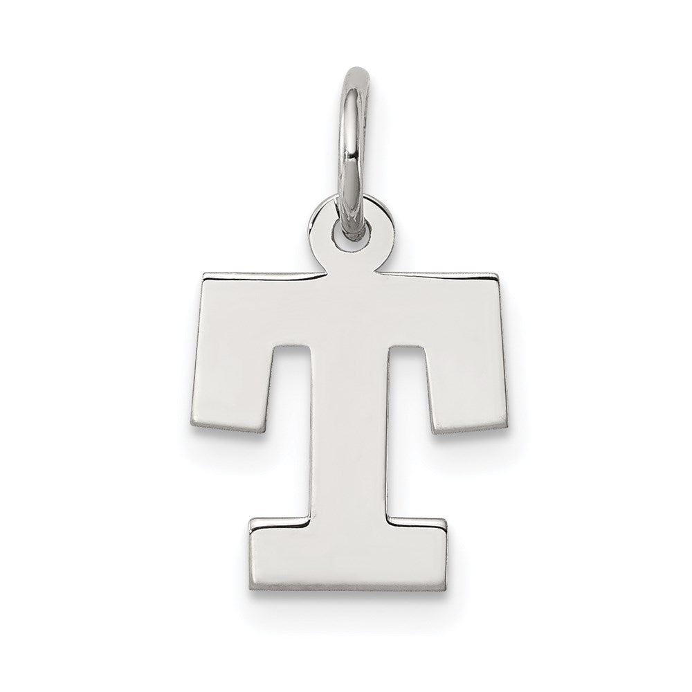 Sterling Silver Rhodium-plated Block Letter T Initial Charm QC5093T