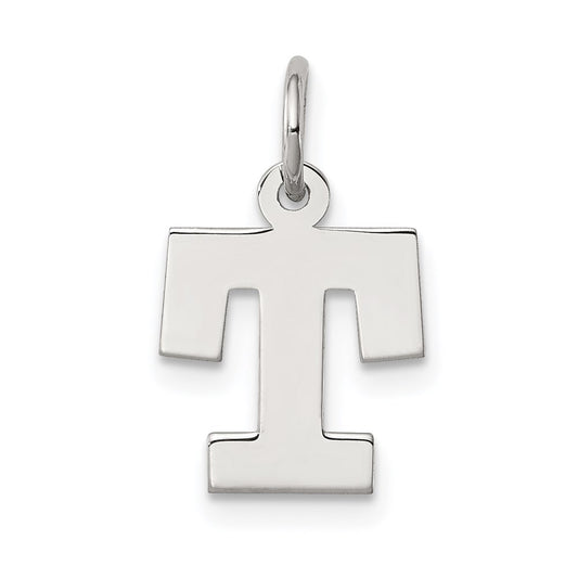 Sterling Silver Rhodium-plated Block Letter T Initial Charm QC5093T