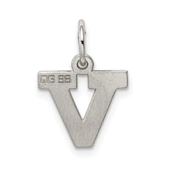 Sterling Silver Rhodium-plated Block Letter V Initial Charm QC5093V