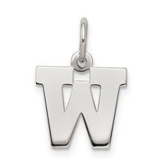Sterling Silver Rhodium-plated Block Letter W Initial Charm QC5093W