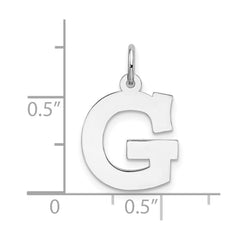 Sterling Silver Rhodium-plated Block Letter G Initial Charm QC5095G