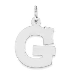 Sterling Silver Rhodium-plated Block Letter G Initial Charm QC5095G