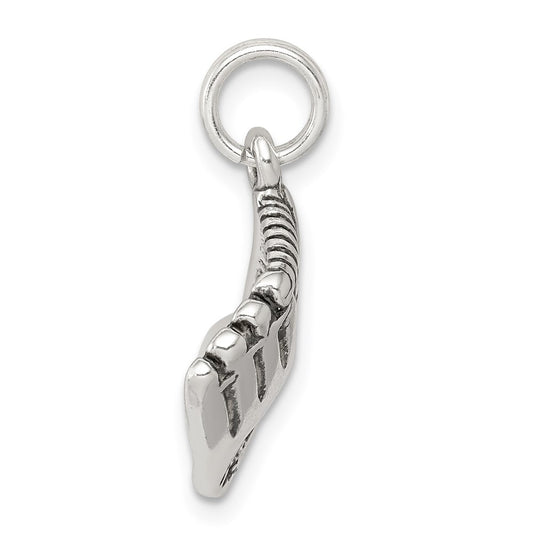Sterling Silver Antiqued Baseball Glove w/Simulated Pearl Charm QC5140