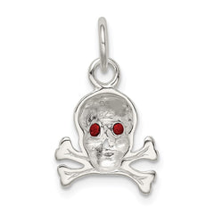 Sterling Silver Red CZ Skull Charm QC5153