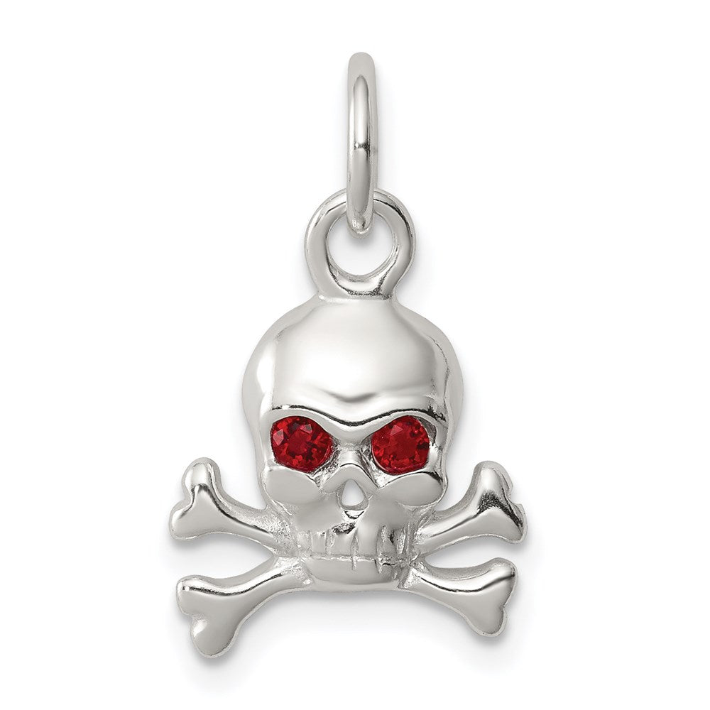 Sterling Silver Red CZ Skull Charm QC5153