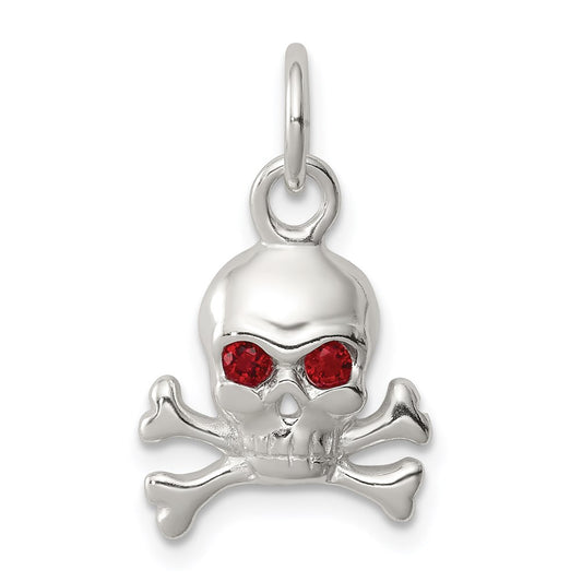 Sterling Silver Red CZ Skull Charm QC5153