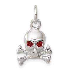 Sterling Silver Red CZ Skull Charm QC5153