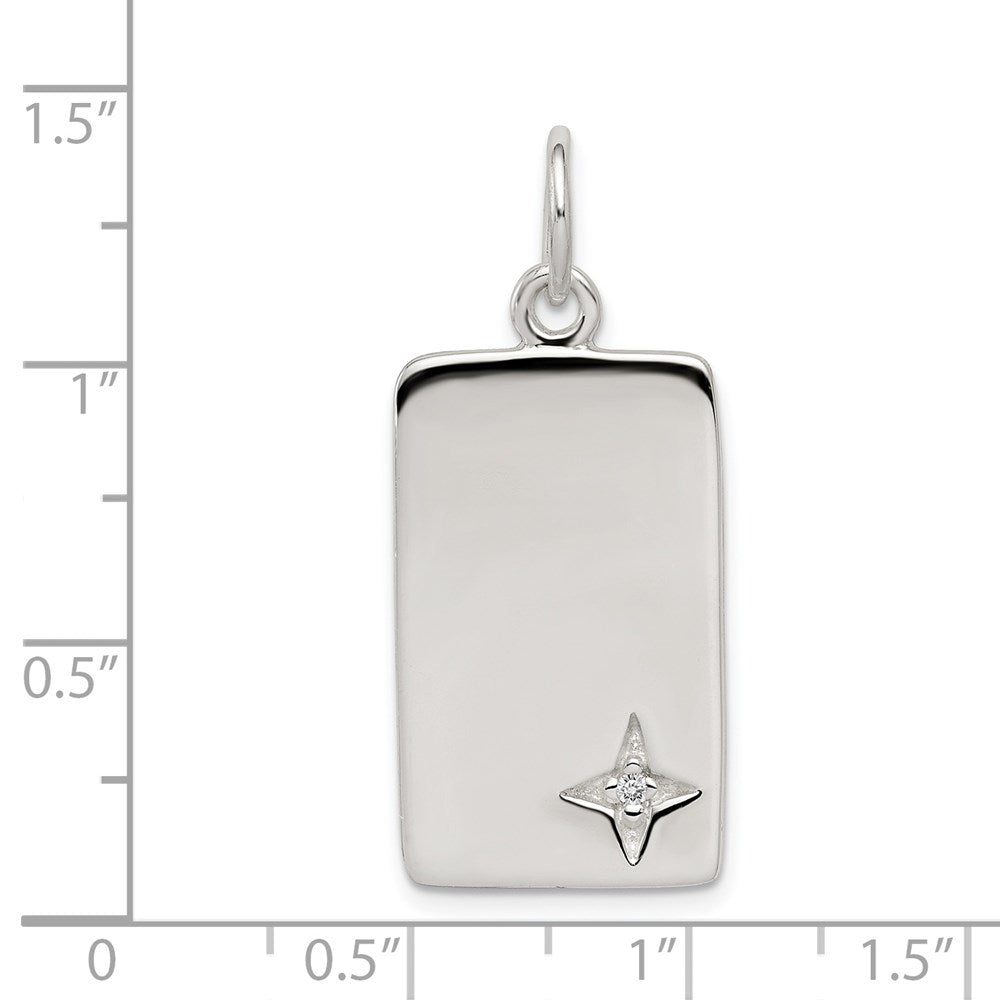 Sterling Silver CZ Polished Rectangle Charm QC5168