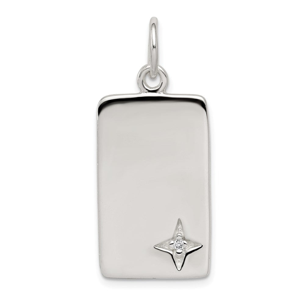 Sterling Silver CZ Polished Rectangle Charm QC5168