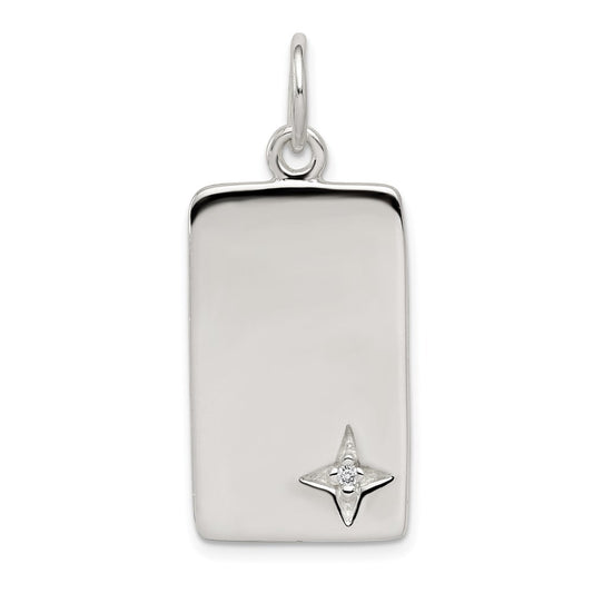 Sterling Silver CZ Polished Rectangle Charm QC5168