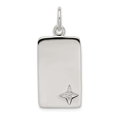 Sterling Silver CZ Polished Rectangle Charm QC5168