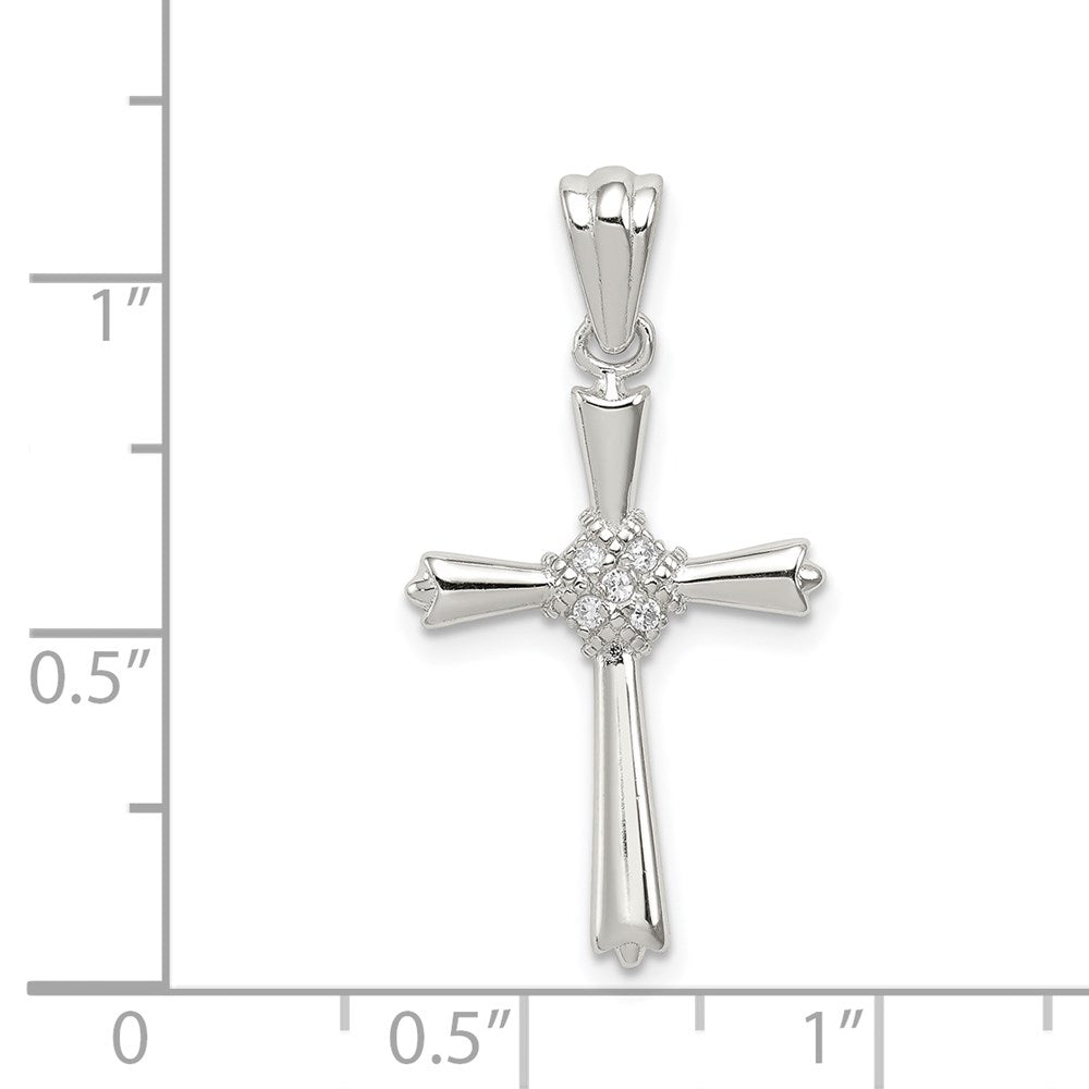 Sterling Silver Rhodium-plated CZ Cross Pendant QC5245