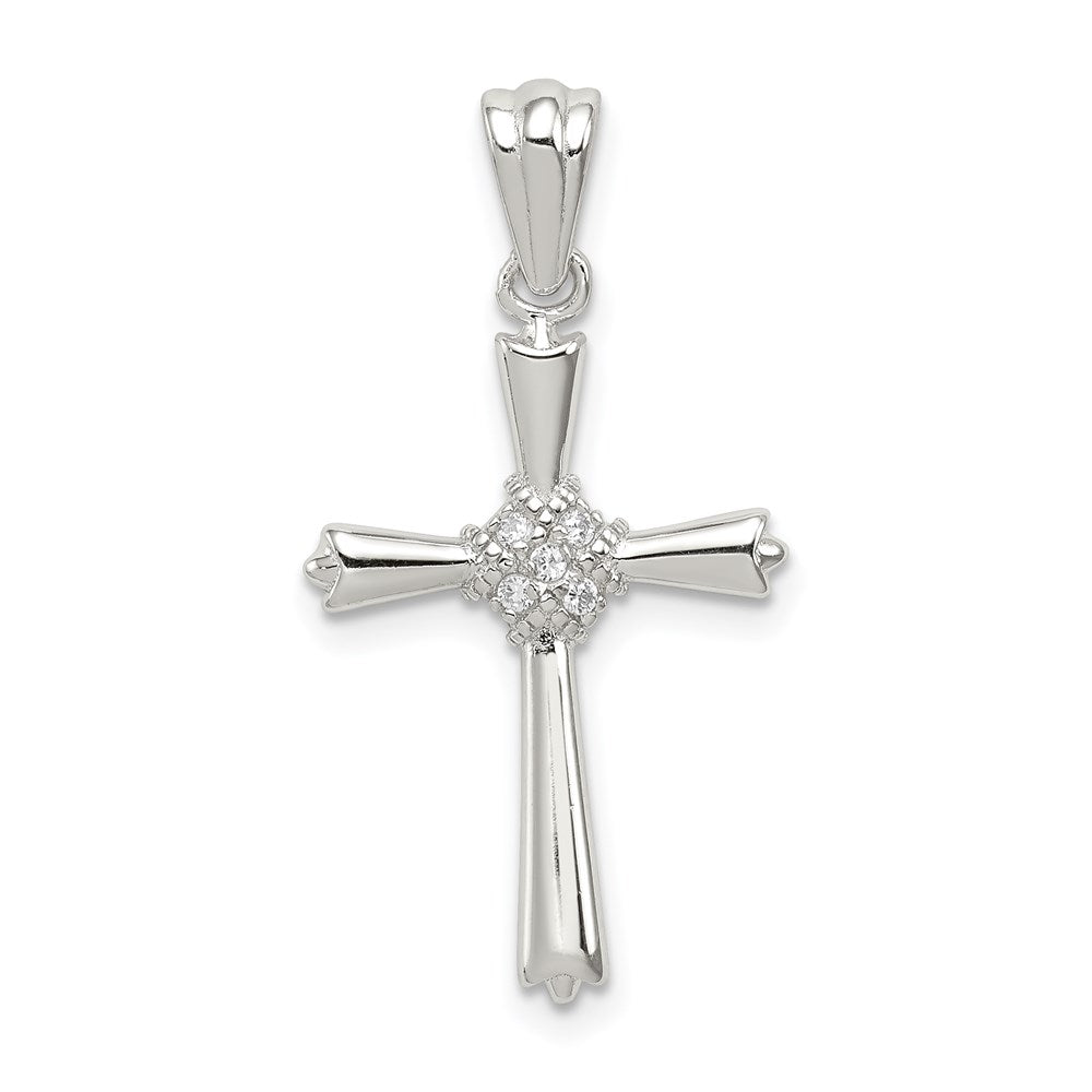 Sterling Silver Rhodium-plated CZ Cross Pendant QC5245
