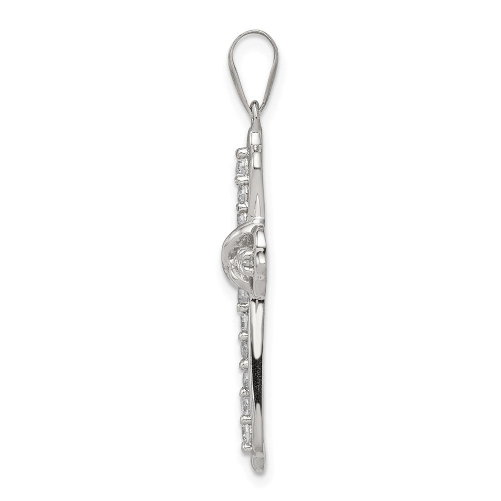 Sterling Silver Rhodium-plated CZ Cross Pendant QC5294