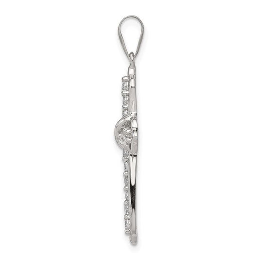 Sterling Silver Rhodium-plated CZ Cross Pendant QC5294