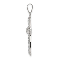 Sterling Silver Rhodium-plated CZ Cross Pendant QC5294