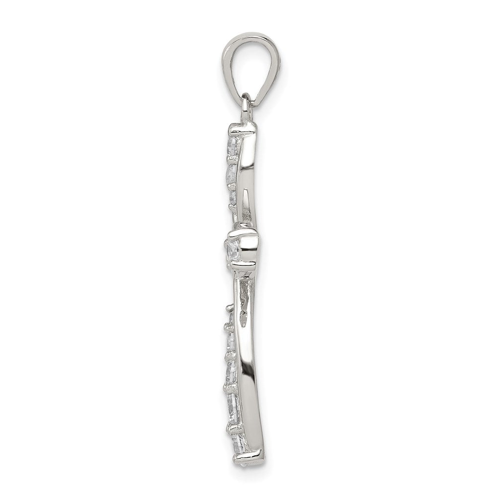 Sterling Silver Rhodium-plated CZ Cross Pendant QC5301