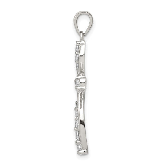 Sterling Silver Rhodium-plated CZ Cross Pendant QC5301