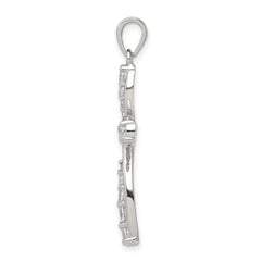 Sterling Silver Rhodium-plated CZ Cross Pendant QC5301