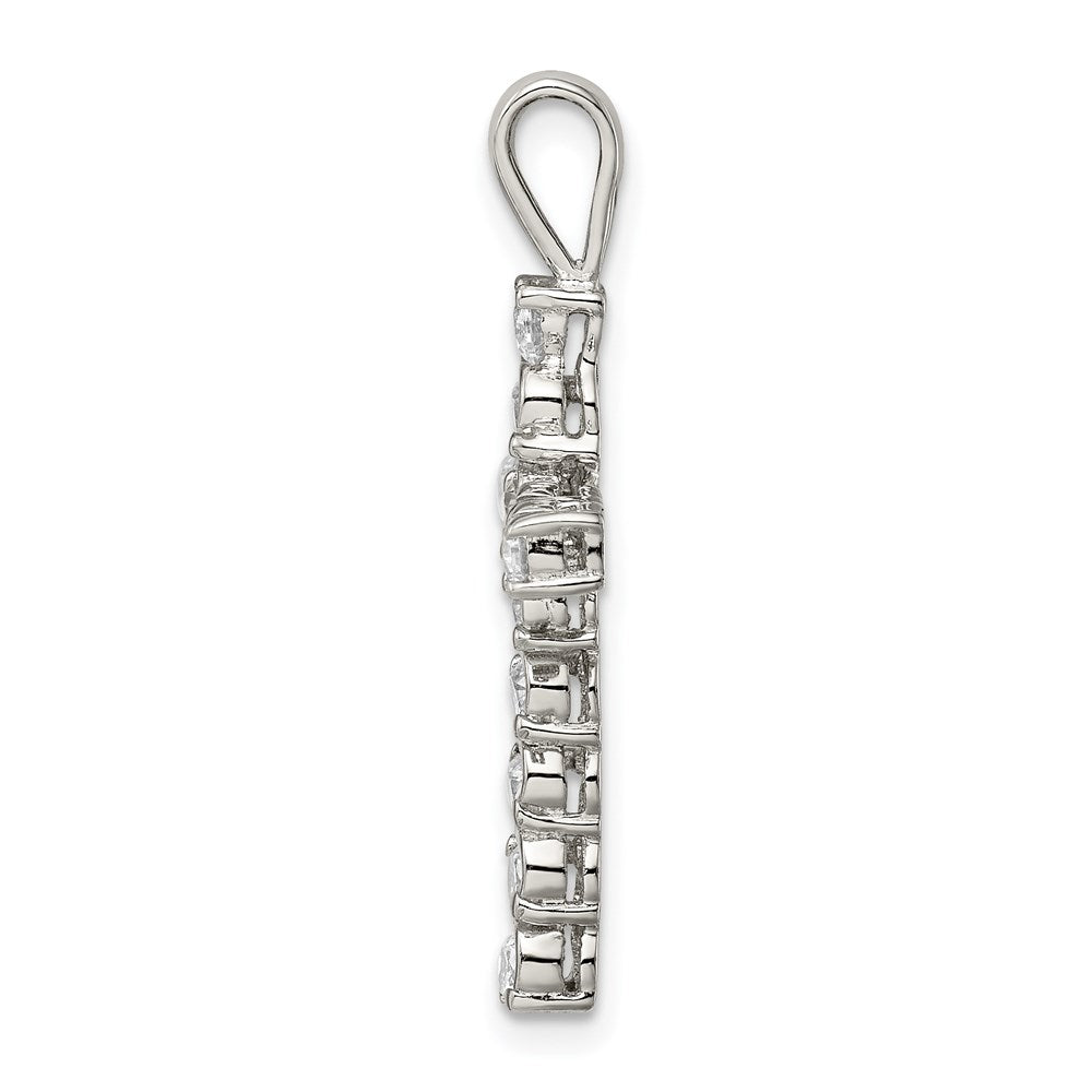 Sterling Silver Rhodium-plated CZ Latin Cross Pendant QC5312