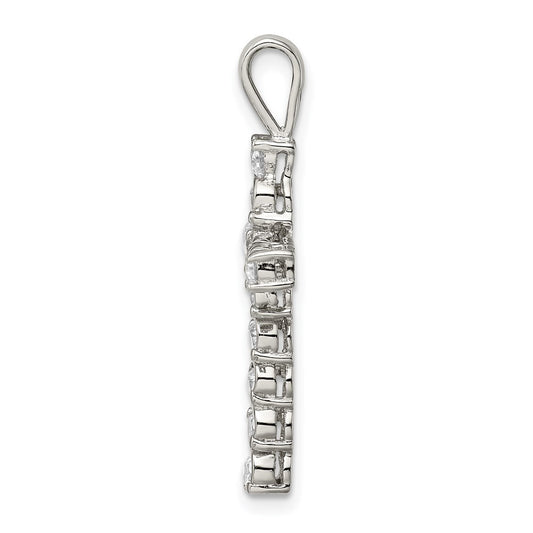 Sterling Silver Rhodium-plated CZ Latin Cross Pendant QC5312