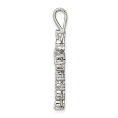 Sterling Silver Rhodium-plated CZ Latin Cross Pendant QC5312
