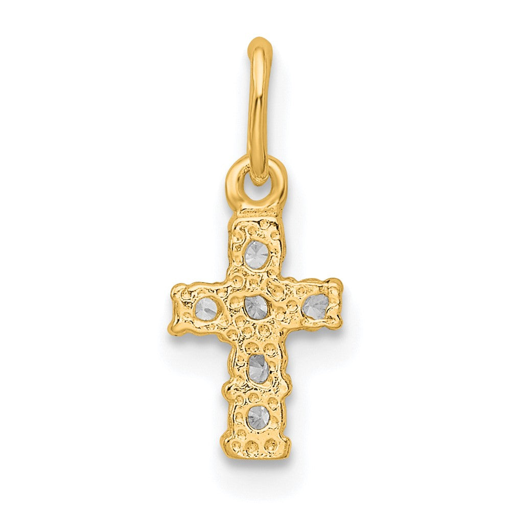 Sterling Silver Gold-tone CZ Cross Charm QC5333GP