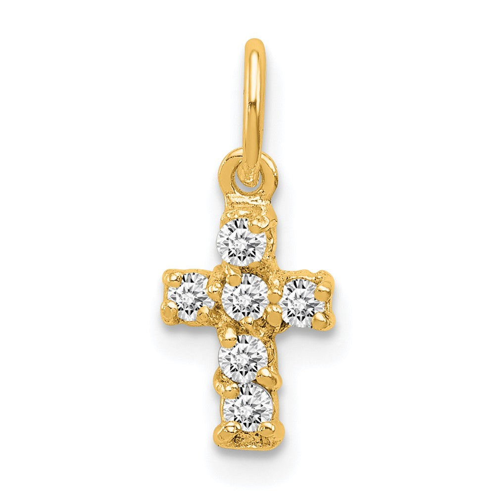 Sterling Silver Gold-tone CZ Cross Charm QC5333GP