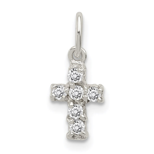 Sterling Silver CZ Cross Charm QC5333