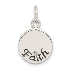 Sterling Silver Antiqued Stellux Crystal Faith Charm QC5335