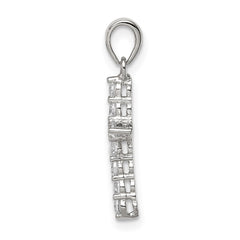 Sterling Silver Rhodium-plated CZ Cross Pendant QC5337