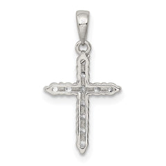Sterling Silver Rhodium-plated CZ Cross Pendant QC5337