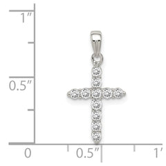 Sterling Silver Rhodium-plated CZ Cross Pendant QC5337